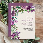 Elegant Mint Grönt Lila Blommigt 40 födelsedagar Inbjudningar<br><div class="desc">Firar att du vrider fyrtio i stil med den här eleganten 40-årsinbjudan med en gräns av vattenfärgen ro, laktor och spola grey i nyans av lila och grönt. Den tidslösa blommigten och det robusta skriptet gör att det är perfektens val för en sofistikerad milstolpe party. Ett vackert sätt att samla...</div>