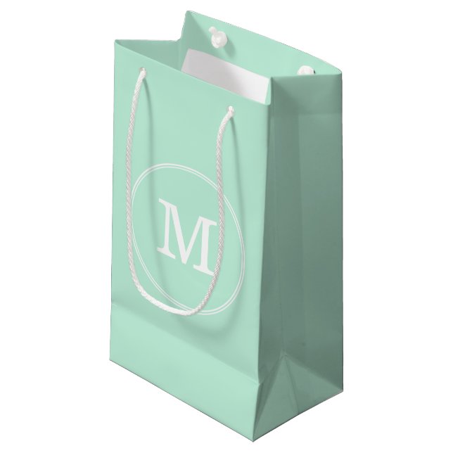 Elegant Mint-Grönt - mall Vit monogram Modern (Framsidan Vinklad)
