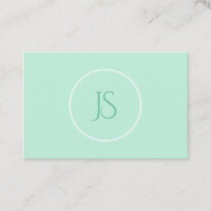 Elegant Mint Grönt Modern Monogram Enkel Visitkort