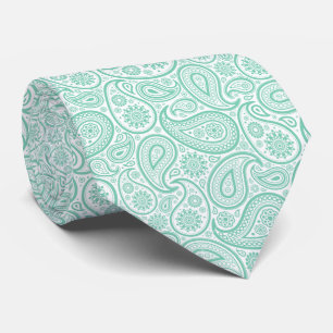 Elegant Mint-Grönt och vit Vintage Paisley Slips