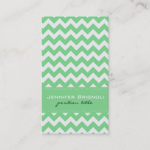 Elegant Mint-Grönt & White Retro Chevron Mönster Visitkort