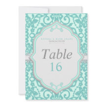 Elegant mint- och grå bordsnummerkort