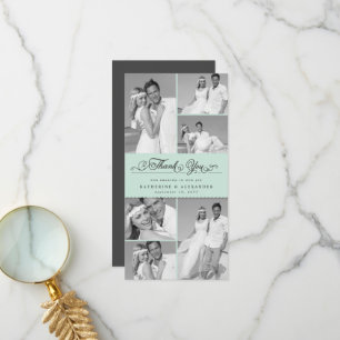 Elegant Mint Scalloped Band 6 Photo Chic Bröllop Tack Kort