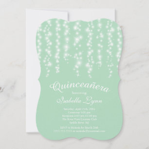 Elegant Mint Sparkling Ljus Quinceañera Party Inbjudningar