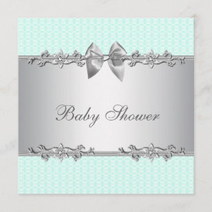Elegant mintgrön baby shower inbjudningar