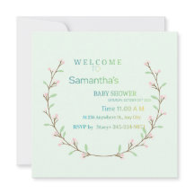 Elegant mintgrön botanisk baby shower