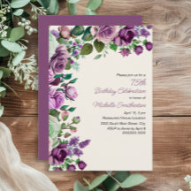 Elegant mintgrön lila blommig 75-årsdag