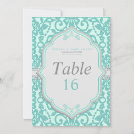 Elegant mintgrön och grå bordnummerkort inbjudningar