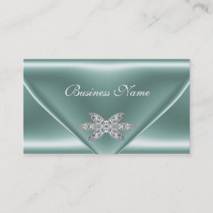 Elegant mintgrön silver diamantsmycke visitkort