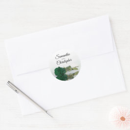 Elegant Mirrored Emerald Grönt Ro Bröllop Runt Klistermärke