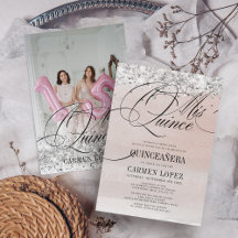 Elegant Mis Quince Silver & Rosa Ros Quinceanera