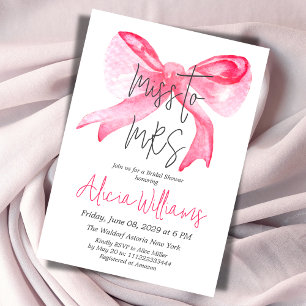Elegant Miss till MRS Ribbon Rosa Bow Möhippa Inbjudningar
