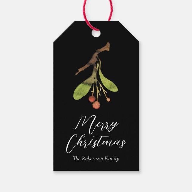 Elegant Mistel Jul Christmas Presentetikett (Framsidan)