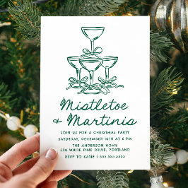 Elegant Mistletoe and Martinis Green Christmas Inbjudningar