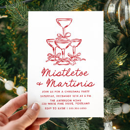 Elegant Mistletoe and Martinis Red Christmas Party Inbjudningar