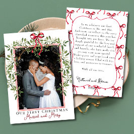 Elegant Mistletoe First jul Married Photo Julkort