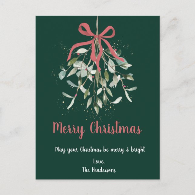 Elegant Mistletoe God jul vykort (Framsida)