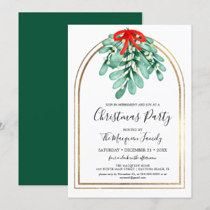 Elegant Mistletoe Guld Arch Ram jul Party Inbjudningar