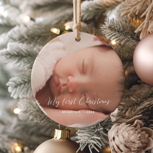 Elegant Mitt första julfoto i Baby Julgransprydnad Keramik