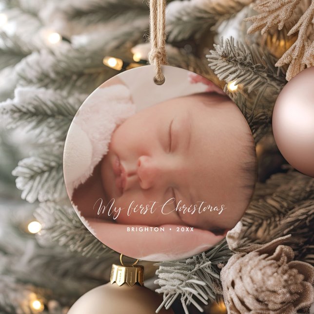 Elegant Mitt första julfoto i Baby Julgransprydnad Keramik (Skapare uppladdad)