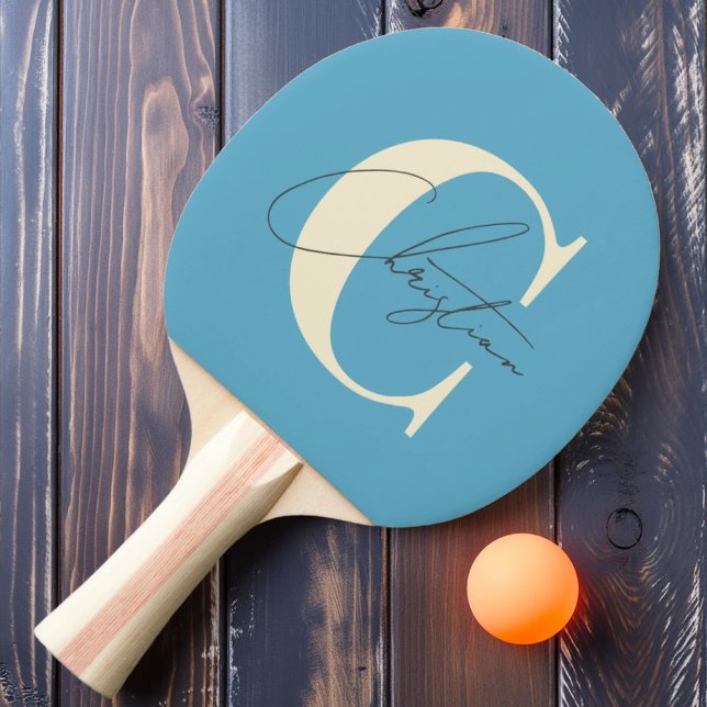 Elegant mitten av 1900-talet modernt monogram Akva Pingisracket (Skapare uppladdad)