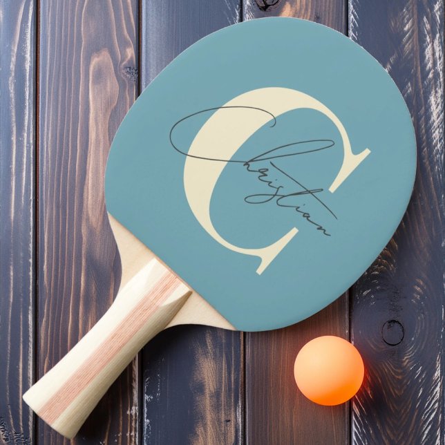 Elegant mitten av seklet-monogram varmt akvatiskt  pingisracket (Skapare uppladdad)