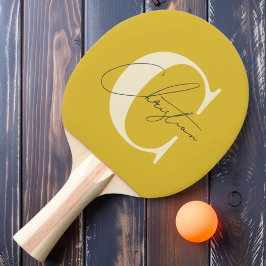 Elegant mittensekelsmodern monogram bränd citron pingisracket