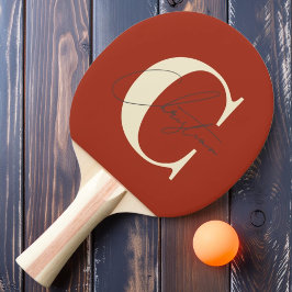 Elegant mittensekelsmodern monogram bränd sienna pingisracket