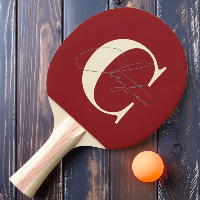 Elegant mittensekelsmodern monogram djup tranbärsf pingisracket (Skapare uppladdad)