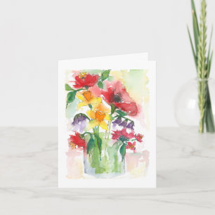 Elegant Mixed Flowers Bouquet GRATTIS PÅ FÖDELSE Helgkort