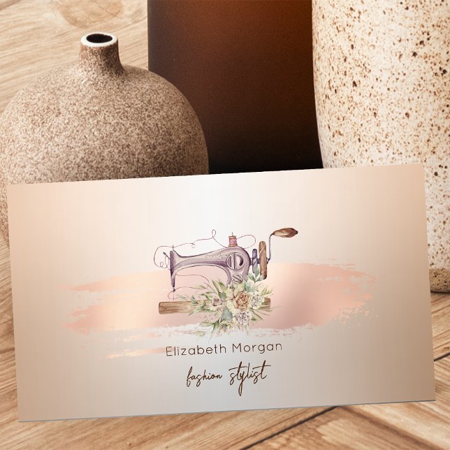Elegant Mixer Blomma Rose Guld Penseldrag Visitkort (Skapare uppladdad)