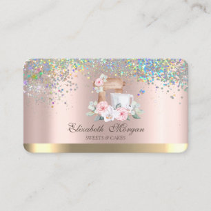Elegant mixer blommor konfetti rose gold bageri visitkort