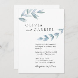 Elegant Mjölkfärgsblad botaniska bröllop Inbjudningar