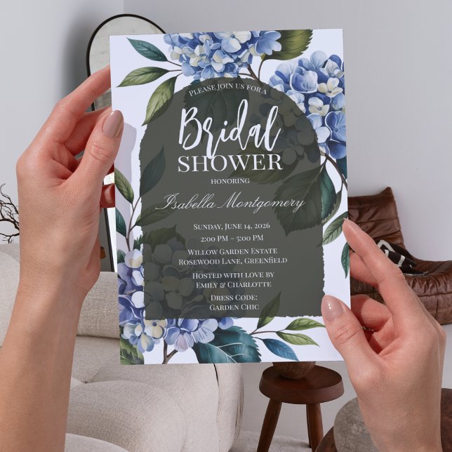 Elegant Mjuk Blå Hortensia Bröllopsdusch Inbjudningar (Elegant Soft Blue Hydrangea Bridal Shower Invitations
)
