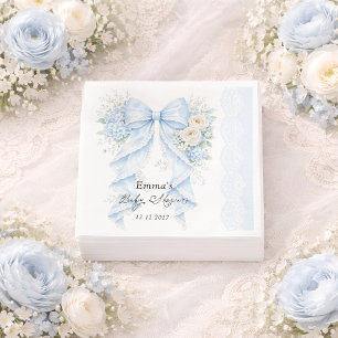 Elegant mjuk blå slinga floral pojke baby shower pappersservett