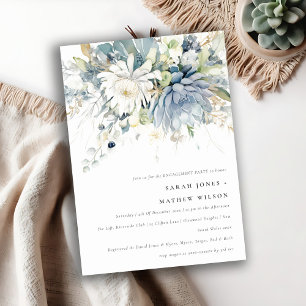 Elegant mjuk blågrön suckulent floral förlovnings- inbjudningar