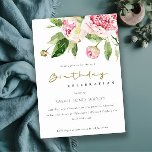 Elegant Mjuk Blommigt Peony vid någon ålder Inbjudningar