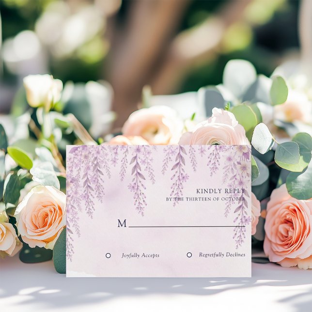 Elegant Mjuk Blush Lavendel Blommig Bröllop OSA Kort (Skapare uppladdad)