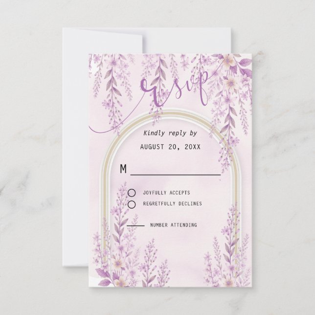 Elegant Mjuk Blush Lavendel Blommig Bröllop  OSA Kort (Framsida)