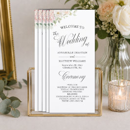 Elegant Mjuk Blush Rosor Bröllopsceremoni Program