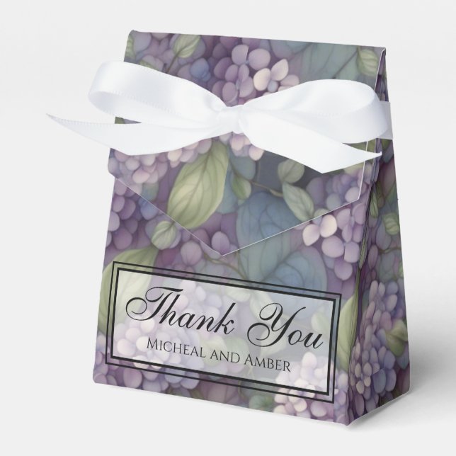 Elegant mjuk dammig lila boho vattenfärgad blommig presentaskar (Framsidan Sidan)