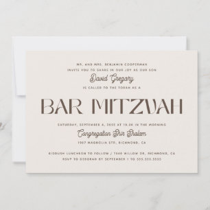 Elegant Mjuk Elfenbensfärgad Bar Mitzvah Minimal Inbjudningar