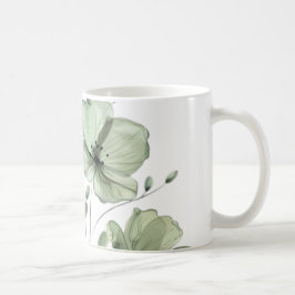 Elegant mjuk grön blomillustration kaffemugg