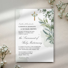 Elegant mjuk grön blomsterlig bröllopsmässa vigsel inbjudningar