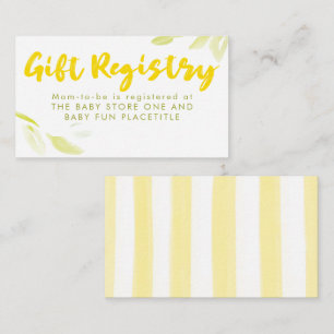 Elegant mjuk grön och gul presentregister dusch tilläggskort