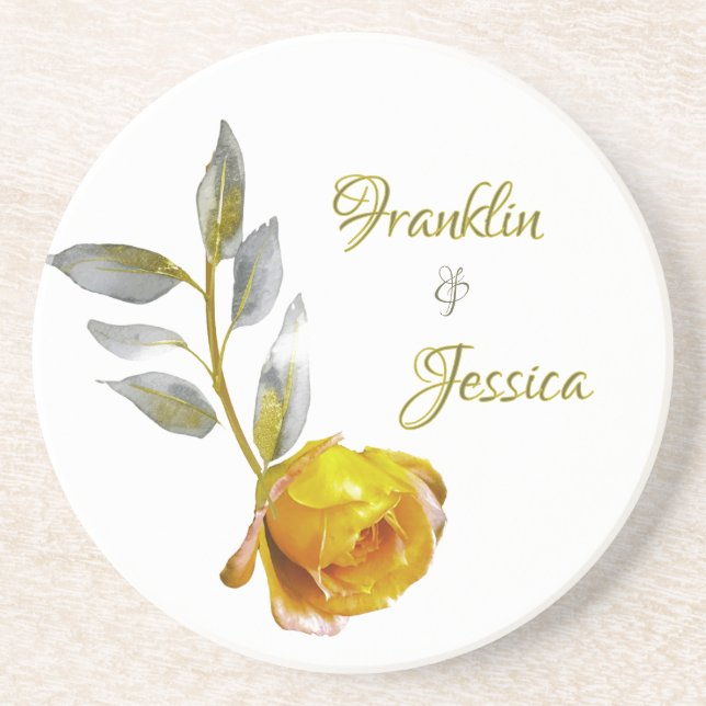 Elegant mjuk grönt i ro och ovala Bröllop i guld Underlägg (Framsidan)