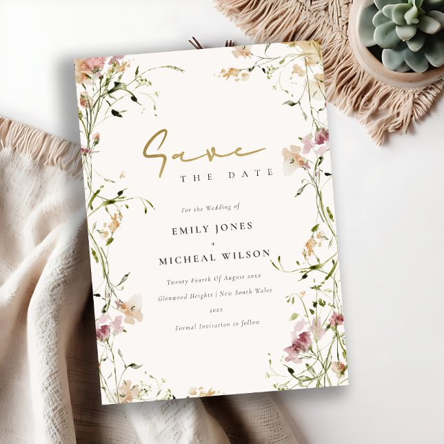 Elegant Mjuk  Grönt Röd vattenfärg i  Spara Datumet (Skapare uppladdad)