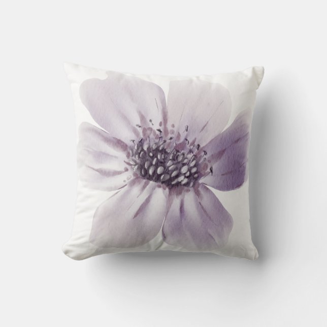 Elegant mjuk lila akvarellblomma kastkudde kudde (Framsida)