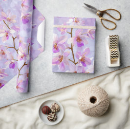 Elegant mjuk lila rosaktig orkidé vattenfärg mönst presentpapper