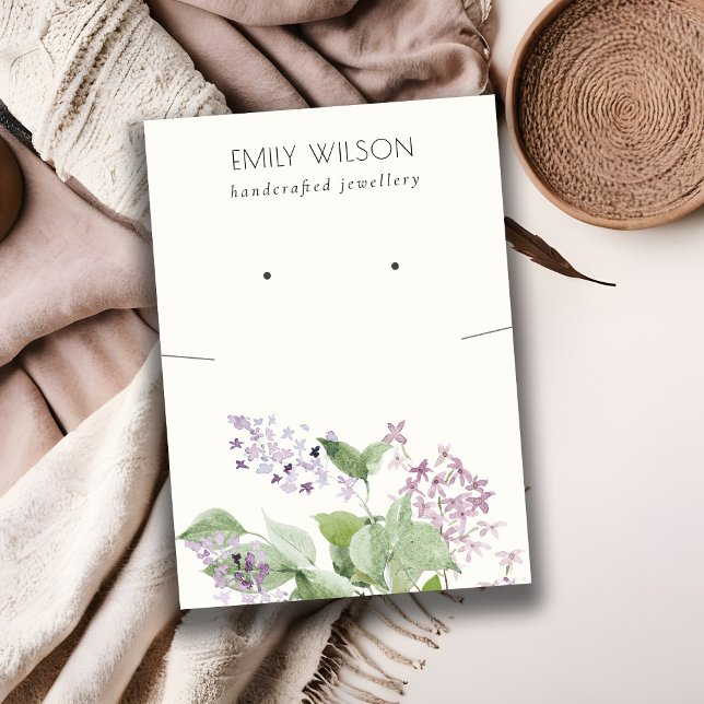Elegant Mjuk Lilac Blommigt Necklace Earring Visni Visitkort (Skapare uppladdad)